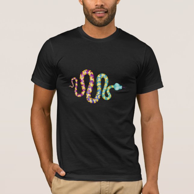 Black with Multi Colour Snake T-Shirt (Front)