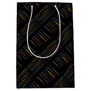 Black with multi coloured patterns medium gift bag