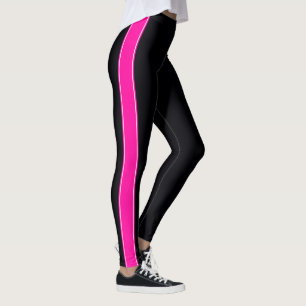 Black with Neon Pink Stripes Leggings