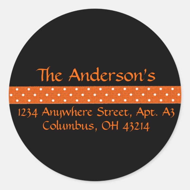 Black with Orange Dotted Ribbon Address Labels (Front)