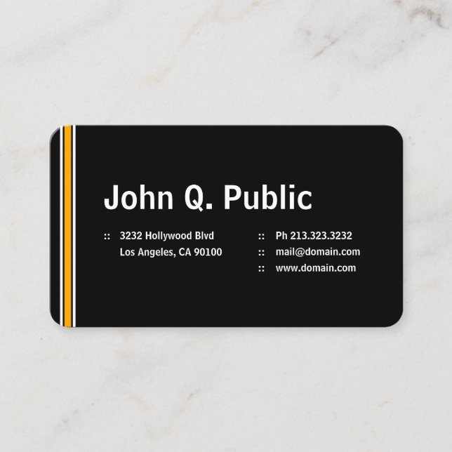 Black with Orange Stripe Business Card (Front)