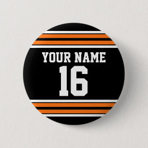 Black with Orange White Stripes Team Jersey 6 Cm Round Badge