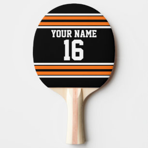Black with Orange White Stripes Team Jersey Ping Pong Paddle