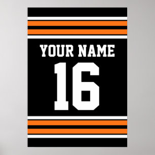 Black with Orange White Stripes Team Jersey Poster