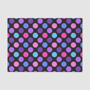 BLACK WITH PINK BLUE PURPLE POLKA DOTS TISSUE PAPER