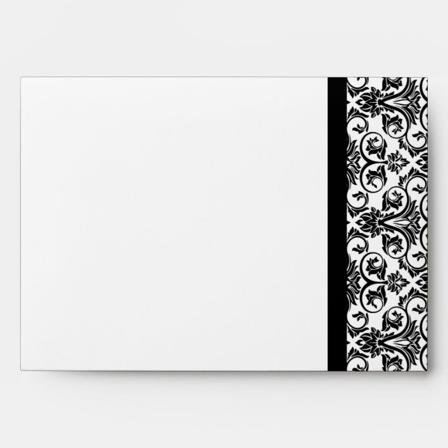 Black with Pink Passion Damask Envelope (Front)