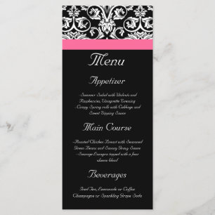 Black with Pink Passion Damask Menu