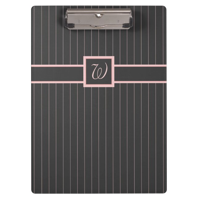 Black with Pink Pinstripes Clipboard (Front)