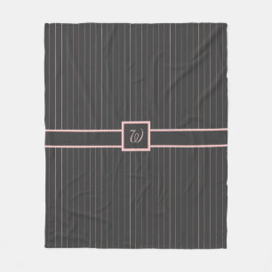 Black with Pink Pinstripes Fleece Blanket