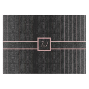 Black with Pink Pinstripes Glass Cutting Board