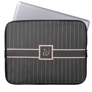 Black with Pink Pinstripes Laptop Sleeve