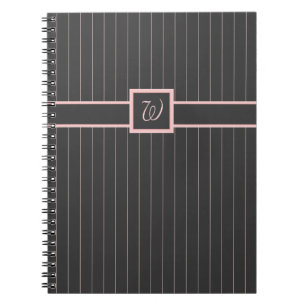 Black with Pink Pinstripes Notebook