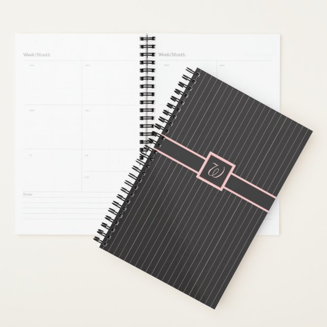 Black with Pink Pinstripes Planner (Display)
