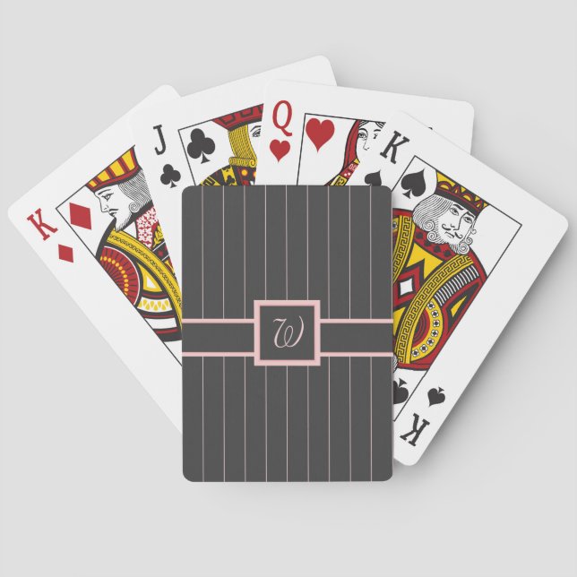 Black with Pink Pinstripes Playing Cards (Back)