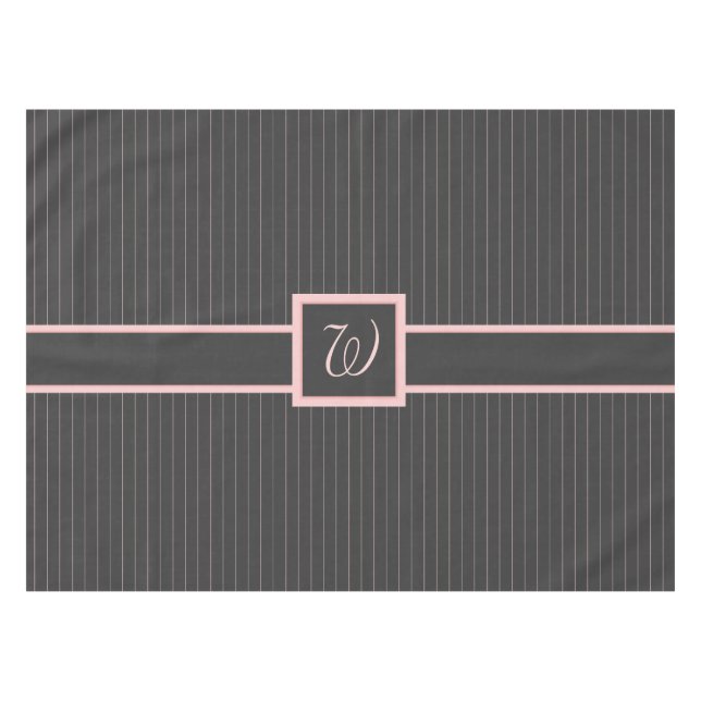 Black with Pink Pinstripes Tablecloth (Front (Horizontal))