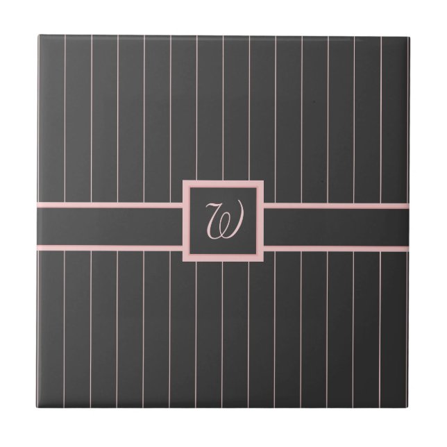 Black with Pink Pinstripes Tile (Front)