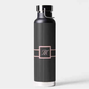Black with Pink Pinstripes Water Bottle