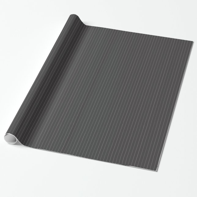 Black with Pink Pinstripes Wrapping Paper (Unrolled)
