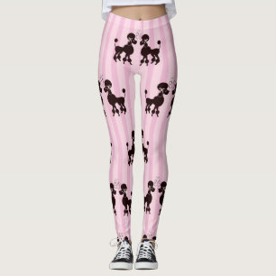 BLACK WITH PINK POODLES LEGGINGS