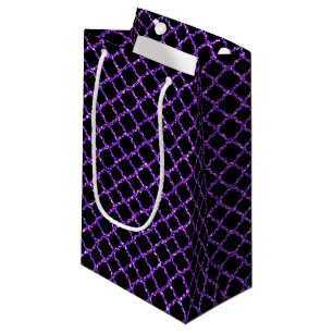 BLACK WITH PURPLE GLITTER LOOK HALLOWEEN SMALL GIFT BAG