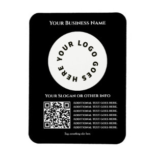 Black with QR code add your own text and logo Magnet