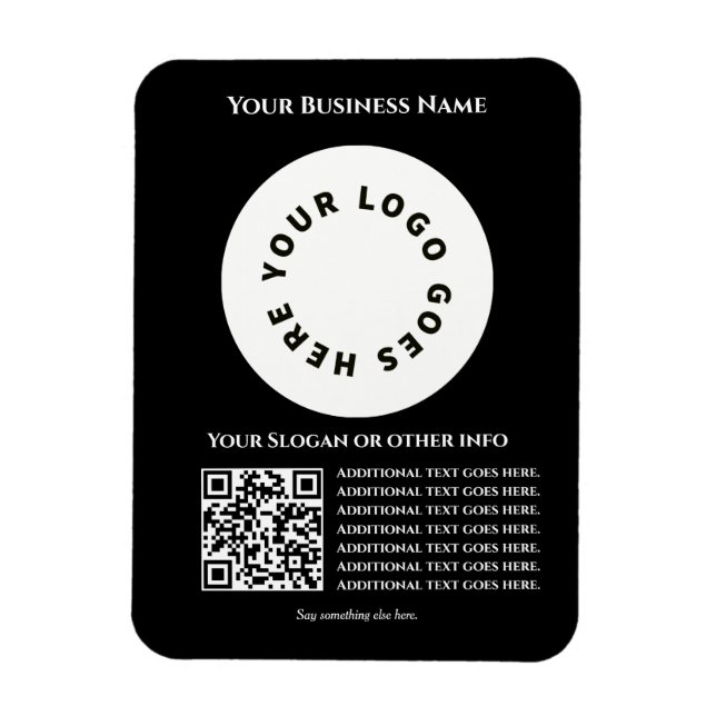 Black with QR code add your own text and logo Magnet (Vertical)