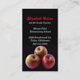 Black with Red Apples Teacher's business card