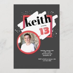 Black With Red Details Photo Invitation