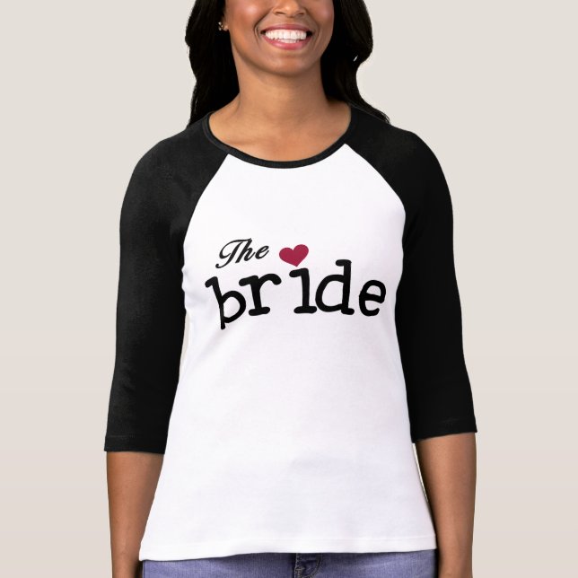 Black with Red Heart Bride T-Shirt (Front)