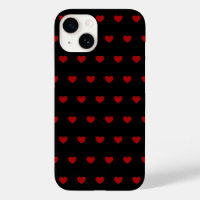 Black With Red Hearts Pattern -