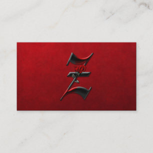 Black with Red Roses Initial Z Goth Business Card