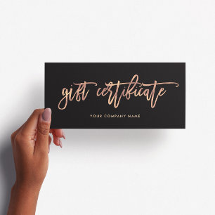 Black with Rose Gold Script   Gift Certificate
