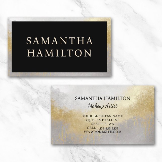 Black with Silver and Gold Border Business Card (Black with Silver and Gold Border Business Card)