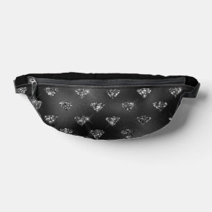 BLACK WITH SILVER GLITTER LOOK DIAMONDS BUM BAGS