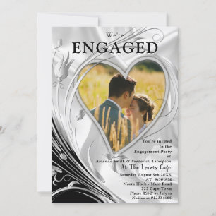 Black with Silver on champagne Silk Invitation