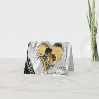 Black with Silver on Champagne Silk Thank You Card