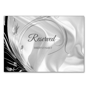 Black with Silver on Ivory Silk Reserved Card