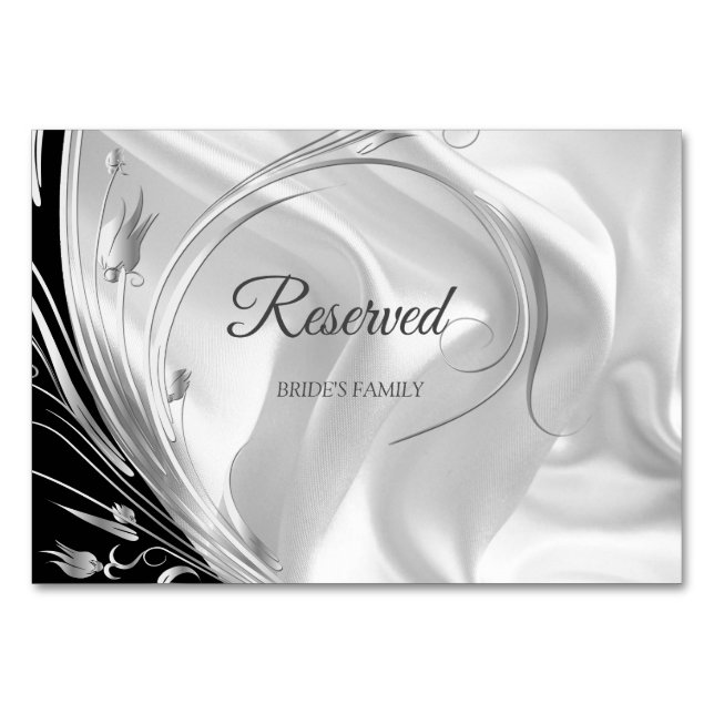 Black with Silver on Ivory Silk Reserved Card (Front)
