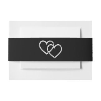 Black with Silver Rings Invitation Belly Band