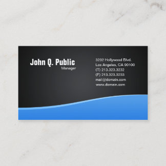 Black with Simple Blue Wave Business Card