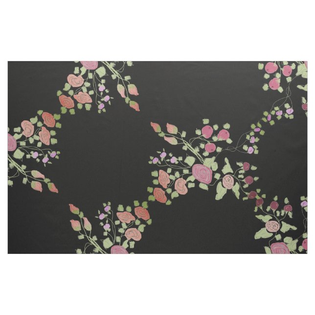 Black With Vintage Floral Fabric (Fat Quarter)