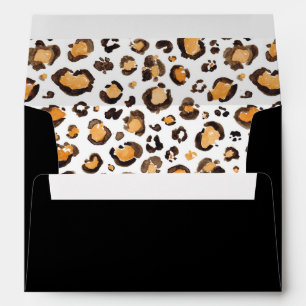 Black with Watercolor Leopard Print Liner Envelopes