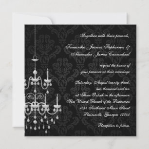 Black with White Chandelier Silhouette Invitation