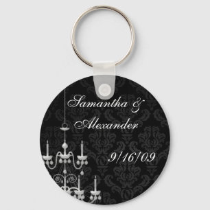 Black with White Chandelier Silhouette Key Ring