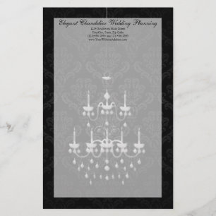 Black with White Chandelier Silhouette Stationery