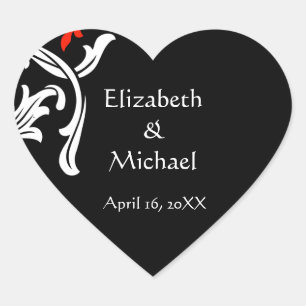 Black with White Damask Wedding Envelope Seals
