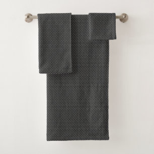 Black with white dots bath towel set