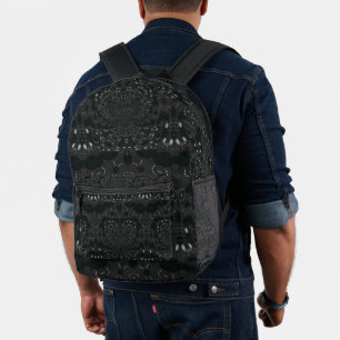 Black With White Dots Printed Backpack