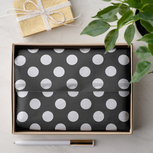 Black With White Large Polka Dots Tissue Paper