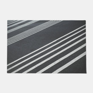 black with white line doormat